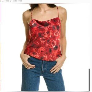 Alice + Olivia Harmon Tank Drapey Slip Oceanside Floral